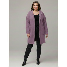 0559-23 рожевий жіночий кардиган (вовна альпаки, з капюшоном, 1 од. універсальний розмір батал: 56-60)