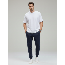 8780-210 синій чоловічий спортивний костюм (футболка+штани) (футболка з турецького котону, штани з турецької петлі, прихована кишеня на змійці, манжет рибана, логотип вишивка, 5од, розміри норма: 46, 48, 54,52)