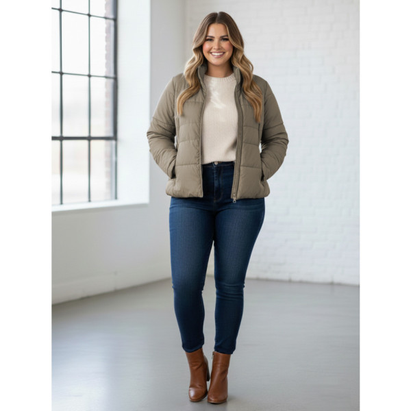 0416-3 мокко жіноча куртка (5`th Avenue, з кишенями, синтепон, 3од, розміри напівбатал: 50, 52, 54)