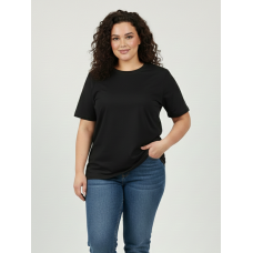 8798-1 чорна жіноча футболка (турецький бавовна, 5 од. розміри напівбатал: 44, 46, 48, 50, 52)
