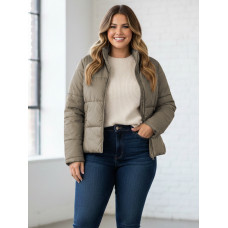 0416-3 мокко жіноча куртка (5`th Avenue, з кишенями, синтепон, 3од, розміри напівбатал: 50, 52, 54)