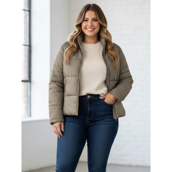 0416-3 мокко жіноча куртка (5`th Avenue, з кишенями, синтепон, 3од, розміри напівбатал: 50, 52, 54)