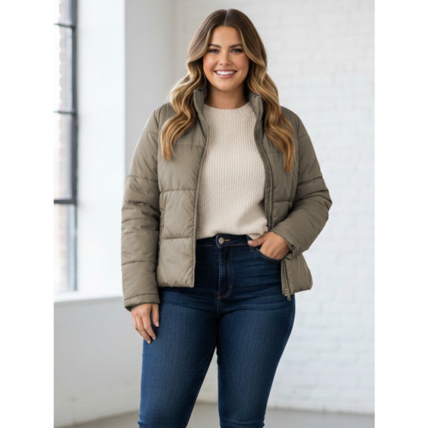 0416-3 мокко жіноча куртка (5`th Avenue, з кишенями, синтепон, 3од, розміри напівбатал: 50, 52, 54)