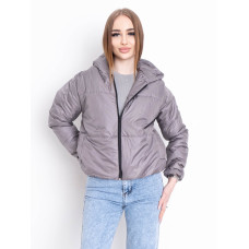 5010-41 сіра куртка-зефірка з капюшоном на синтепоні (2 од. розміри: 42/44.46/48)