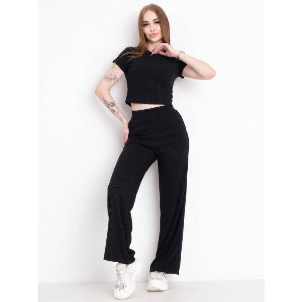 0572-1 ЧОРНИЙ костюм-двійка жіночий трикотажний (3 од. розміри: 42.44.46)