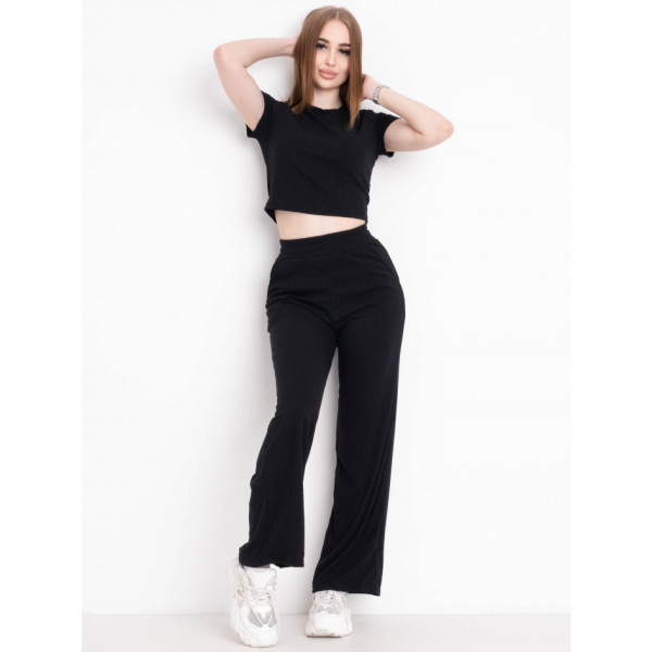 0572-1 ЧОРНИЙ костюм-двійка жіночий трикотажний (3 од. розміри: 42.44.46)