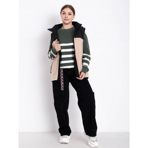 2305-3 бежева жіноча жилетка (синтепон, 5 од. розміри напівбатал: L. XL. 2XL. 3XL. 4XL)