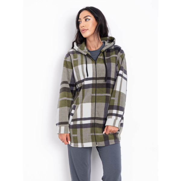 7577-75 хакі жіноча тепла сорочка (фліс, з капюшоном, 4од. розміри напівбатал: 52, 54, 56, 58)