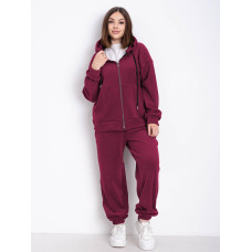 0738-55 бордовий жіночий спортивний костюм (5'TH AVENUE, турецький полар-фліс 3 од. розміри напівбатал: 50, 52, 54)