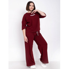 0275-52 бордовий жіночий спортивний костюм (5'TH AVENUE, турецька бавовна, 3 од. розміри батал: 50. 52. 54)
