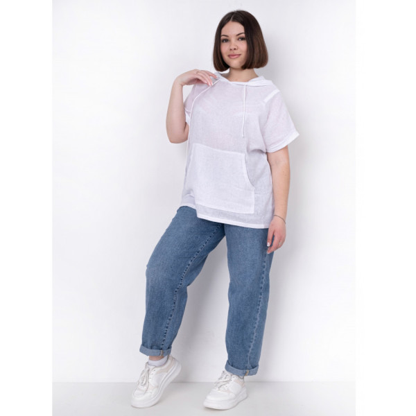 3565-10 біла жіноча футболка (льон, 4 од. розміри батал: 3XL. 4XL. 5XL. 6XL)