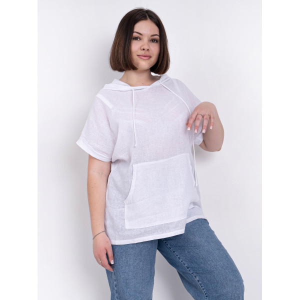 3565-10 біла жіноча футболка (льон, 4 од. розміри батал: 3XL. 4XL. 5XL. 6XL)