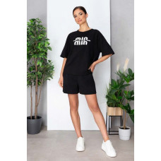 1591-1 чорний жіночий костюм двійка (футболка + шорти) (5'TH AVENUE, 3 од. розміри норма: 42. 44. 46)