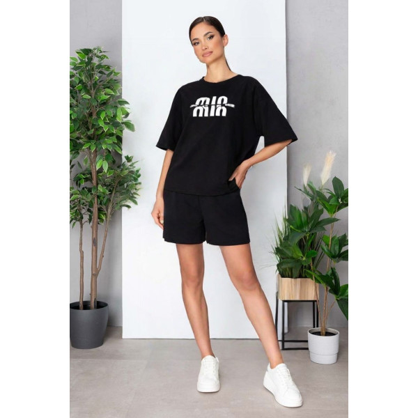 1591-1 чорний жіночий костюм двійка (футболка + шорти) (5'TH AVENUE, 3 од. розміри норма: 42. 44. 46)