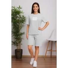 1591-60 сетло-сірий жіночий спортивний костюм (футболка + шорти) (5'TH AVENUE, 3 од. розміри норма: 42. 44. 46)
