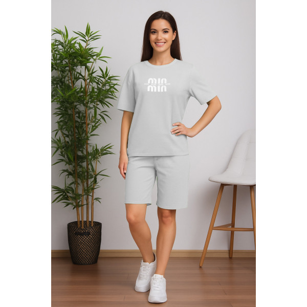 1591-60 сетло-сірий жіночий спортивний костюм (футболка + шорти) (5'TH AVENUE, 3 од. розміри норма: 42. 44. 46)