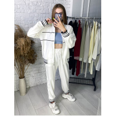 0406-10 білий жіночий спортивний костюм (коттон, манжет, 3 од. розміри норма: M. L. XL)