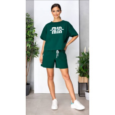 1591-7 зелений жіночий спортивний костюм (футболка + шорти) (5'TH AVENUE, 3 од. розміри норма: 42. 44. 46)