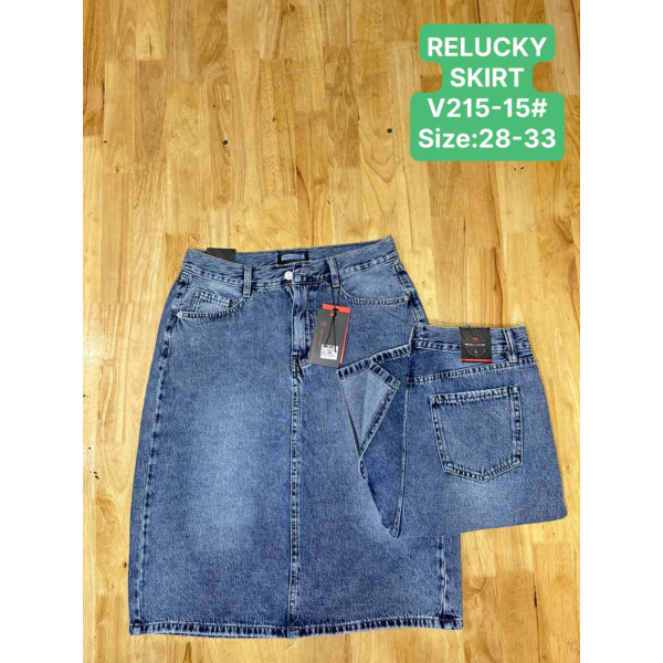 0215-15 # синя жіноча джинсова спідниця (RELUCKY, стрейчові, 6 од. розміри напівбатал: 28. 29. 30. 31. 32. 33) видача наступного дня