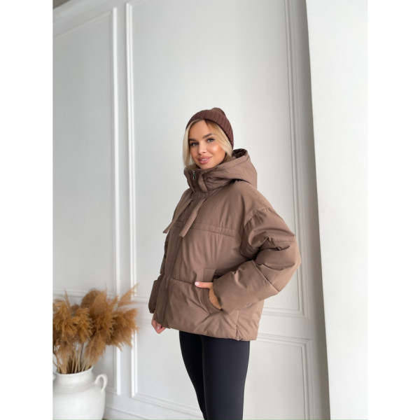 8563-4 мокко жіноча зимова куртка (синтепон, 4 од. розміри норма: M. L. XL. 2XL)