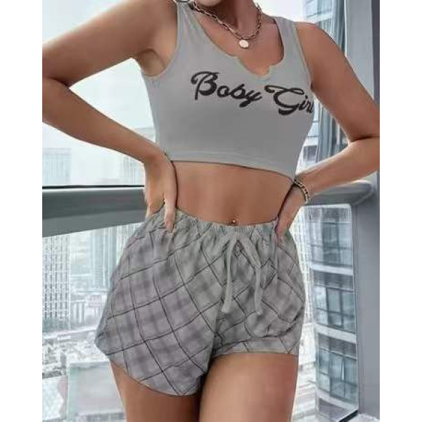 1811-6 * серая женская пижама (хлопок, трикотаж, 4 ед. размеры полубатал: L. XL. 2XL, повторяется) выдача на следующий день