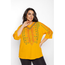 15218-8 * жовта жіноча вишиванка (100% бавовна, 4 од. розміри батал: 56-58; 58-60; 60-62; 62-64) видача наступного дня