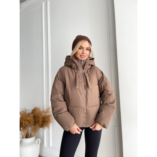 8563-4 мокко жіноча зимова куртка (синтепон, 4 од. розміри норма: M. L. XL. 2XL)