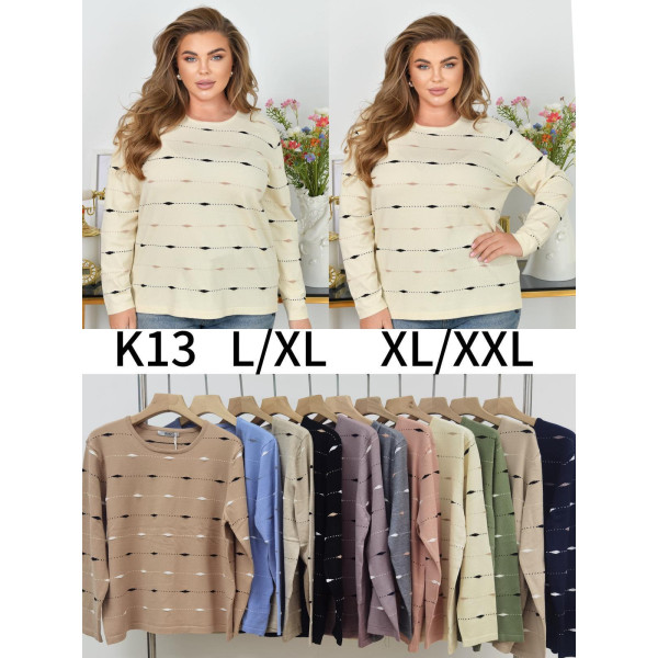 0013 мікс кольорів жіночий светр Kiss Me (5од, розміри напівбатал: L-2XL)