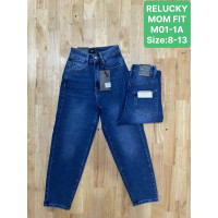 0101-11 # сині підліткові джинси мом (RELUCKY, стрейчові, 6 од. розміри підліток: 8-13) видача наступного дня
