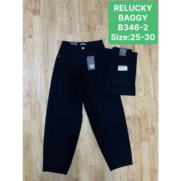 0346-2# чорні жіночі джинси баггі (6 од., розміри норма: 25-30) видача наступного дня