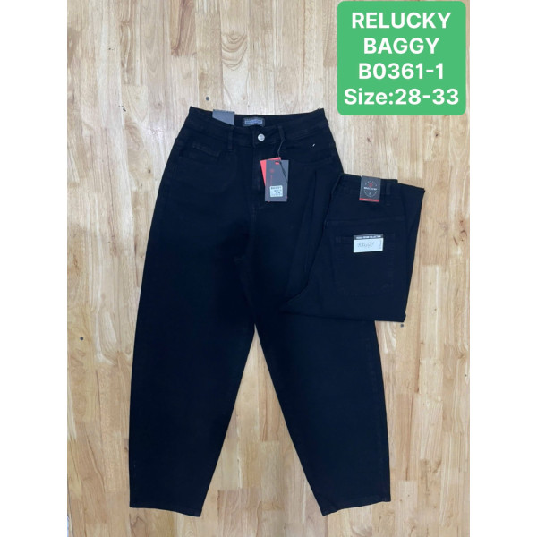 0361-1 # чорні жіночі джинси баггі (RELUCKY, стрейчові, 6 од. розміри напівбатал: 28-33) видача наступного дня