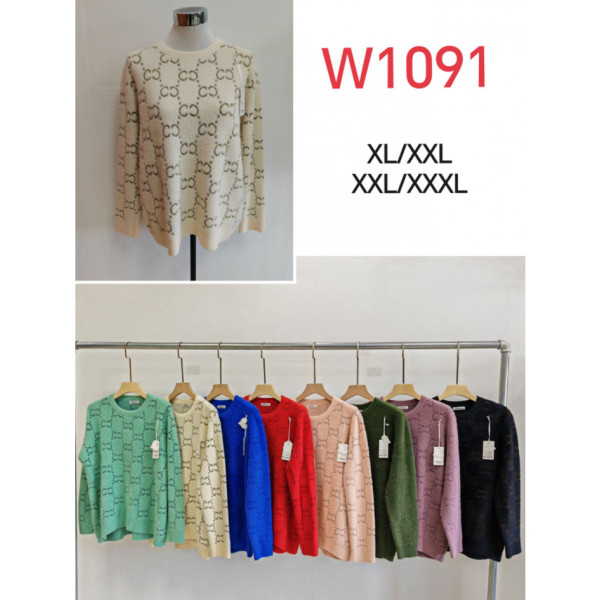 1091 мікс кольорів жіночий светр (Kiss me, 5 од., розміри батал: XL-3XL)