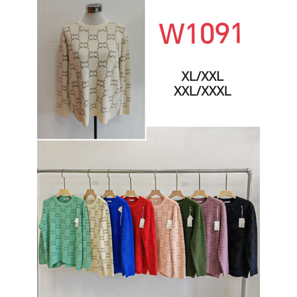 1091 мікс кольорів жіночий светр (Kiss me, 5 од., розміри батал: XL-3XL)