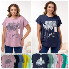 1800# мікс кольорів жіноча футболка (10 од., розміри напівбатал: 50-52 універсальний) видача наступного дня
