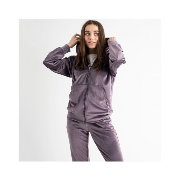 0521-111 бузковий жіночий спортивний костюм на манжеті (5'TH AVENUE, велюровий, з капюшоном, 3 од. розміри норма: 42. 44. 46)