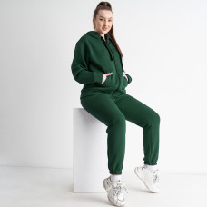 0638-73 темно-зелений жіночий спортивний костюм (5`th Avenue, турецька тринитка, фліс, 3 од., розміри батал: 50. 52. 54)