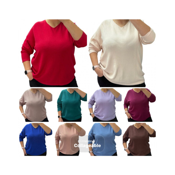 25508 # мікс кольорів жіночий светр (кашемір, 6 од., розміри батал: 52/60) видача наступного дня