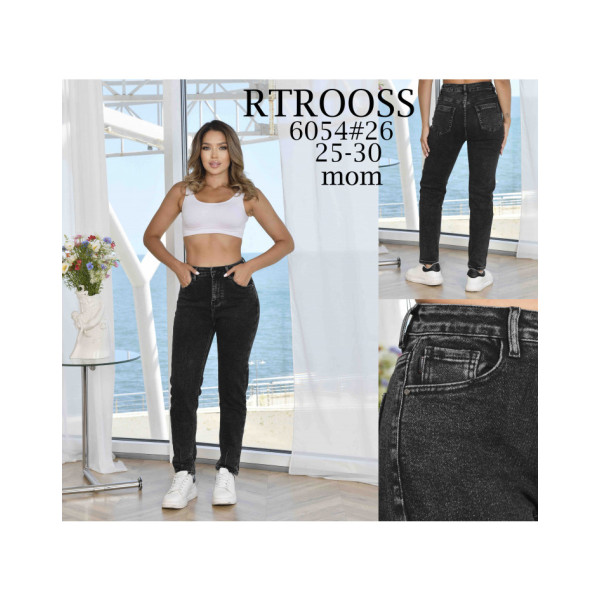 6054* чорні жіночі джинси мом (6 од., розміри норма: 25-30) видача наступного дня