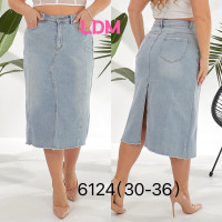 6124# блакитна жіноча джинсова спідниця (LDM, 6 од., розміри батал: 30-36) видача наступного дня
