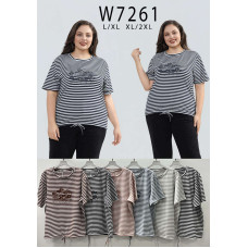 7261# мікс квітів жіноча футболка Kiss Me (10 од., розміри батал: L-2XL) видача наступного дня