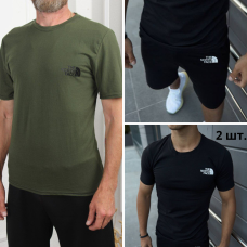 41360-99 чоловічі шорти та футболки у чорному та зеленому кольорі (шорти зі шлюбом, дивіться фото) (принт, бавовна, 4 од. розміри норма: 48-56)