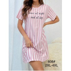 0608 * рожева з білим жіноча туніка з принтом (тканина бамбук, 6 од. напівбатальний розмір: 2XL, 3XL, 4XL) видача наступного дня