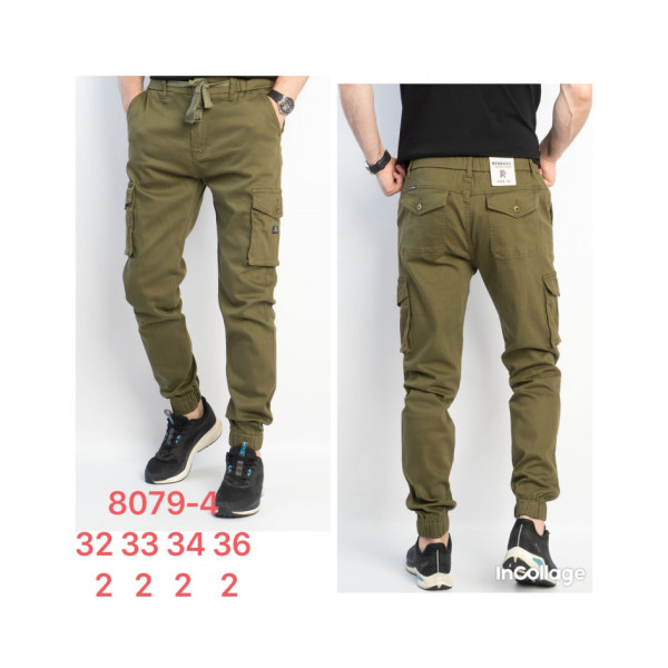 8079-4* хаки чоловічі брюки карго (RTROOSS, стрейч, 8 од., розміри норма: 32-36) видача наступного дня