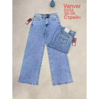 0233# голубые женские джинсы vanver (стрейч коттон, 6 ед, размеры батал: 30-36) выдача на следующий день Vanver