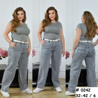 0242# серые женские джинсы (LADY N, стрейч коттон, 6 ед, размеры батал: 32-42) выдача на следующий день Lady N