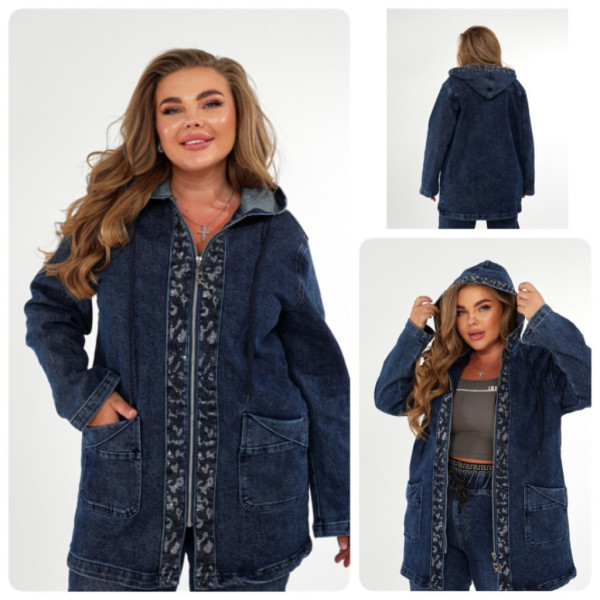 0849# синий женские джинсовый кардиган LADY N (6 ед, размеры батал: 3XL-8XL) выдача на следующий день Lady N