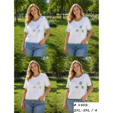 1502 # выбор цвета женская футболка (трикотаж, 4 ед, размеры батал: 2XL-5XL) выдача на следующий день Футболка