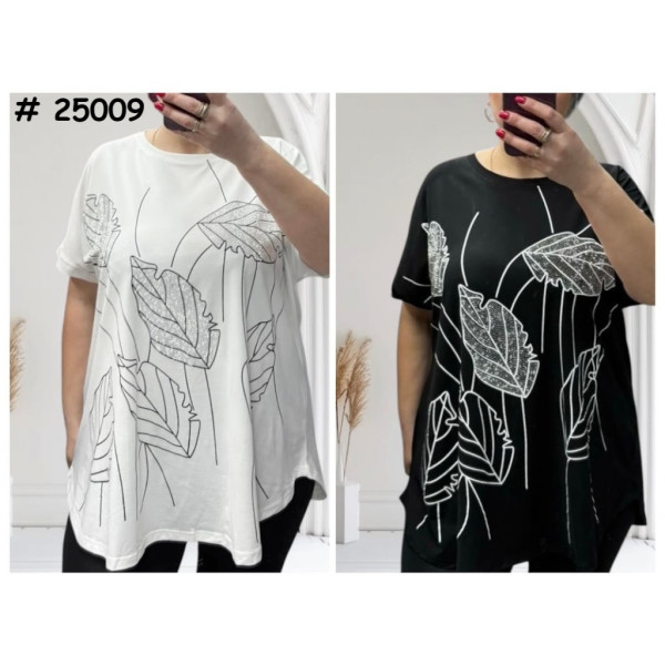 25009# выбор цвета женская футболка (коттон 95%, спандекс 5%, 3 ед, размеры батал: 2XL, 3XL, 4XL) выдача на следующий день Футболка