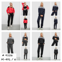 9126# выбор цвета женский спортивный костюм (двунитка, 6 ед, размеры полубатал: M-4XL) выдача на следующий день Спортивный костюм