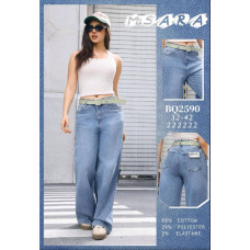 2590# синие женские джинсы (стрейч коттон, 12-ед, размеры батал: 32-42) M.Sara